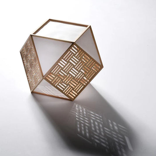 Kiriko lamp, Japanese Kiriko light, Kumiko Kiriko stand light, Japanese cube lamp, wooden Japanese lamp, Hinoki cypress lamp, Japanese lattice lamp, Kyoto handmade lamp, Murayama Mokko lamp, Kyo Sashimono lighting, Shippo pattern lamp, Asanoha hemp leaf lamp, masu square pattern lamp, arabesque Japanese lamp, Suminagashi lamp, flowing water lamp, traditional Japanese wooden lighting, handmade Japanese floor lamp, symbolic Japanese decor