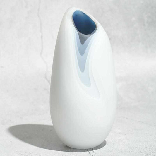 MAYU blown glass vase, Japanese handmade glass vase, Glass Studio Izumo, cocoon-shaped glass vase, Japanese art glass, Izumo glass vase, modern minimalist glass vase, colored blown glass Japan, blue glass vase Japan, green glass vase Japan, brown glass vase Japan, Japanese floral vase, handcrafted glass home décor, unique Japanese glass gift, artisan glass vase