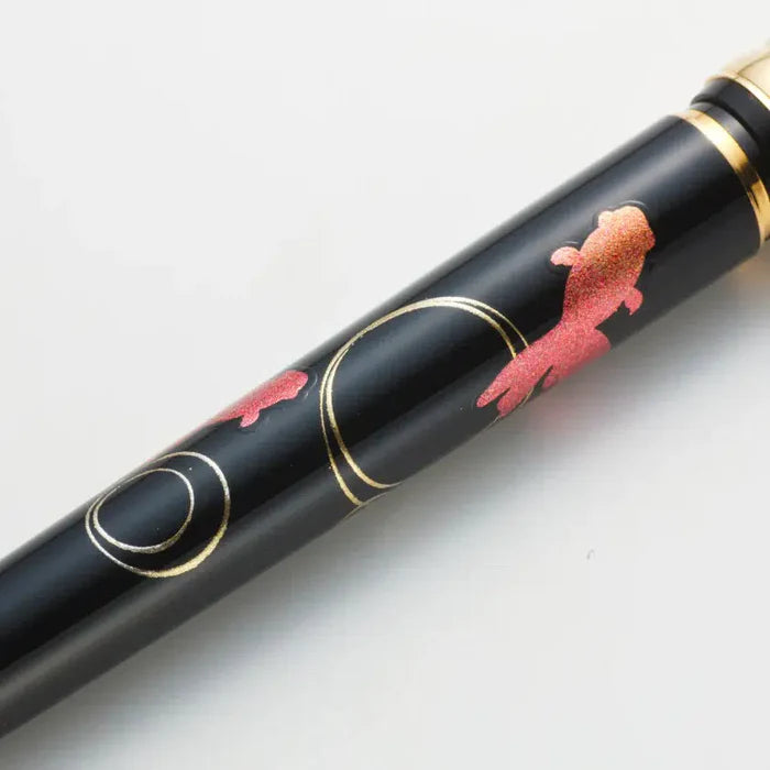 Kanazawa gold leaf fountain pen, Japanese fountain pen, Hakuichi pen, gold leaf writing pen, luxury Japanese pen, Red Fuji fountain pen, cherry blossom pen, moon and rabbit pen, goldfish fountain pen, Japanese art pen, handmade Japanese fountain pen, collectible fountain pen, Kanazawa craft pen, 18K gold nib pen, Japanese gift fountain pen