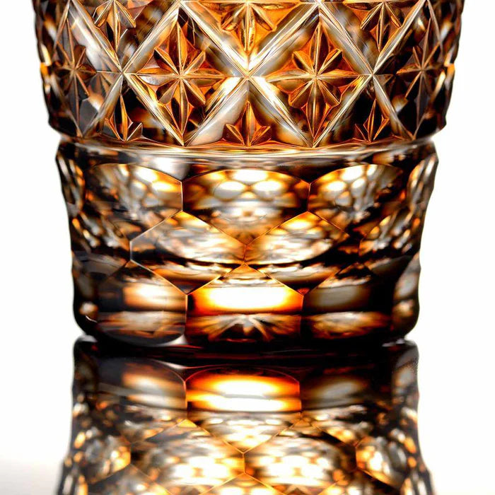 Satsuma Vidro, Satsuma Cut Glass, Japanese cut glass, double-covered lattice glass, crystal glass Japan, hand-cut Japanese glassware, paulownia box glass, Kagoshima glassware, Japanese artisan crystal, gradation glass Japan, green lapis glass, red lapis glass, brown Satsuma glass, Japanese gift glassware, collectible Japanese glass art