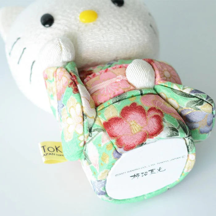 Hello Kitty beckoning cat, Hello Kitty maneki-neko, kimekomi Hello Kitty, Japanese lucky cat doll, Kakinuma Dolls Hello Kitty, kimono Hello Kitty figurine, traditional Japanese Hello Kitty, Hello Kitty good luck charm, Hello Kitty fortune cat, Hello Kitty collectible doll, Hello Kitty cultural gift, maneki-neko with kimono, handmade Hello Kitty doll, Japanese Hello Kitty gift, Hello Kitty for health luck love wealth success