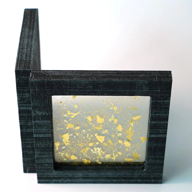 Japanese decorative panel, SUKIMA art panel, gold leaf glass art, silver leaf Japanese paper, Tokyo handmade decor, washi paper home decor, fusuma inspired decoration, modern Japanese interior design, Japanese wedding gift, Japanese housewarming gift, tabletop folding screen, artisan glass and wood panel, gold and silver foil decoration, traditional Japanese craftsmanship, handmade Japanese art display