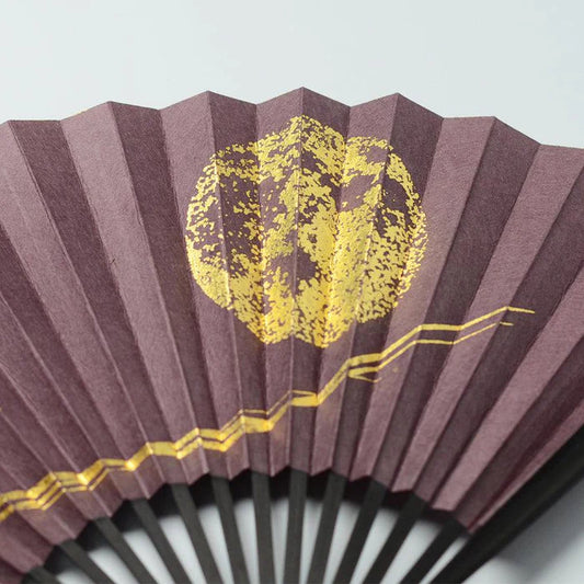 Japanese folding fan, Edo fan, Karakami fan, handmade Japanese fan, washi paper fan, moon motif fan, gold leaf Japanese fan, silver leaf Japanese fan, traditional Japanese hand fan, cultural Japanese gift, Kyoto washi fan, Japanese bamboo fan, Japanese fan with case, paulownia box fan, Japanese seasonal fan
