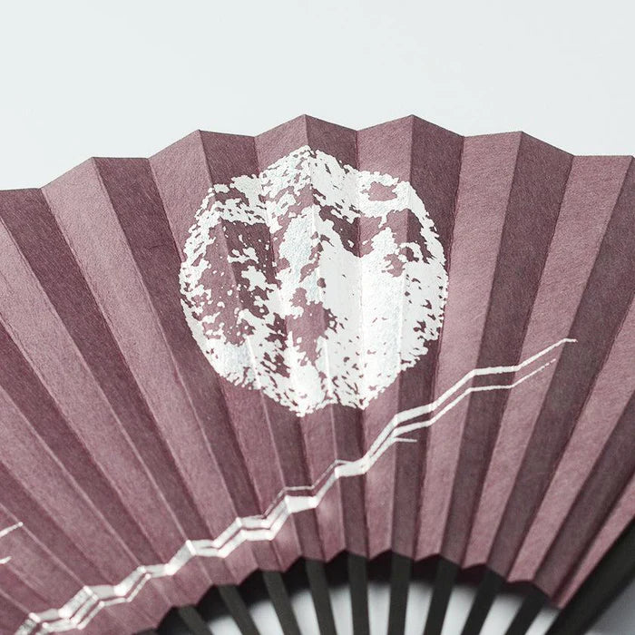 Japanese folding fan, Edo fan, Karakami fan, handmade Japanese fan, washi paper fan, moon motif fan, gold leaf Japanese fan, silver leaf Japanese fan, traditional Japanese hand fan, cultural Japanese gift, Kyoto washi fan, Japanese bamboo fan, Japanese fan with case, paulownia box fan, Japanese seasonal fan
