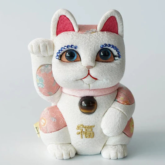 Maneki Neko Feng Shui, Feng Shui lucky cat, Edo Kimekomi beckoning cat, Japanese Feng Shui cat figurine, handcrafted lucky cat, Kakinuma Dolls Maneki Neko, Japanese prosperity charm, Feng Shui wealth cat, Japanese fabric Maneki Neko, traditional Japanese lucky cat, small Japanese lucky figurine, beckoning cat for health and wealth, Maneki Neko meaning colors, lucky cat for home and business, artisan Japanese lucky cat.