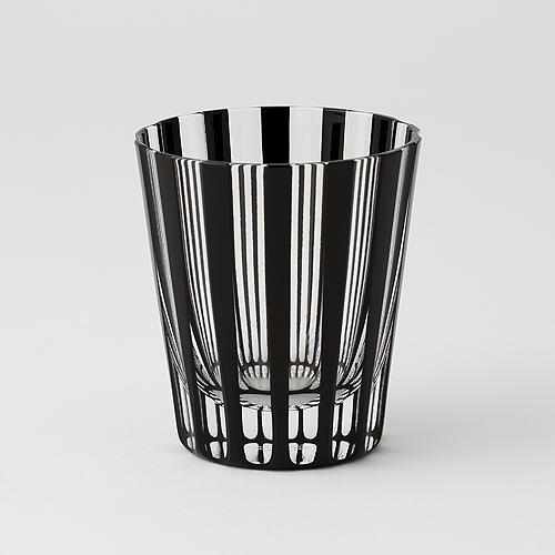 Edo Kiriko glass, Edo cut glassware, Kuroco glass, Japanese black glass, Kimoto Glassware, striped Edo Kiriko tumbler, checkered Edo glass, Japanese artisan glass, Tokyo glassware, handcrafted Japanese glass, traditional Japanese faceted glass, modern Japanese tableware, collectible Japanese glass, Edo faceted design, Japanese soda glassware