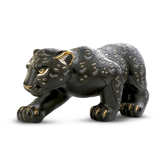 Hand‑painted ceramic black panther sculpture, 30×12×16 cm limited edition sleek wildlife figurine. Hand‑carved ceramic black panther sculpture. Ideal collectible, artistic wildlife décor.