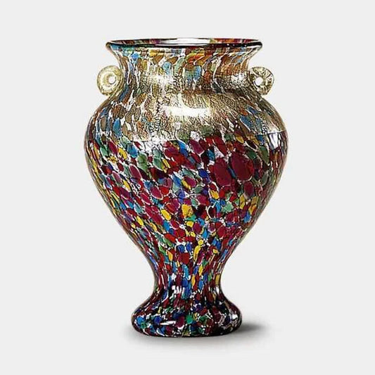 Tsugaru Vidro vase, Japanese glass vase, Hokuyo Glass, handblown glass vase, Nebuta Festival art glass, Shirakami Mountains vase, Japanese craft glassware, multicolored glass vase, yellow glass vase Japan, Aomori Prefecture artisan glass, traditional Japanese glassmaking, collectible Japanese vase, autumn leaf glass design, handmade glass decor