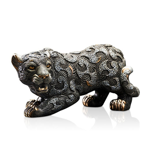 Ceramic panther; fine animal figurine and decorative sculpture. Hand-painted detailing, gold and platinum accents, and limited edition. High-end animal sculpture, symbolic art piece, and heritage ceramic. Ideal for luxury interiors, classic decor themes, or cultural collections, it also appeals to those interested in animals with mythic or spiritual significance