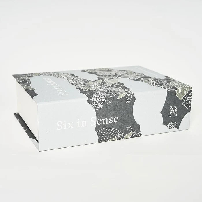 Japanese incense set, Six in Sense incense, anniversary incense box, Bridge and Blend incense, Awaji Island incense, natural Japanese incense, handmade incense cones, traditional Japanese fragrance, Scent of Japan incense, cultural gift set, luxury incense collection, Japanese incense gift box, natural aromatherapy incense, Japan incense heritage, premium incense cones, artisan incense from Japan, meditation incense, seasonal Japanese incense