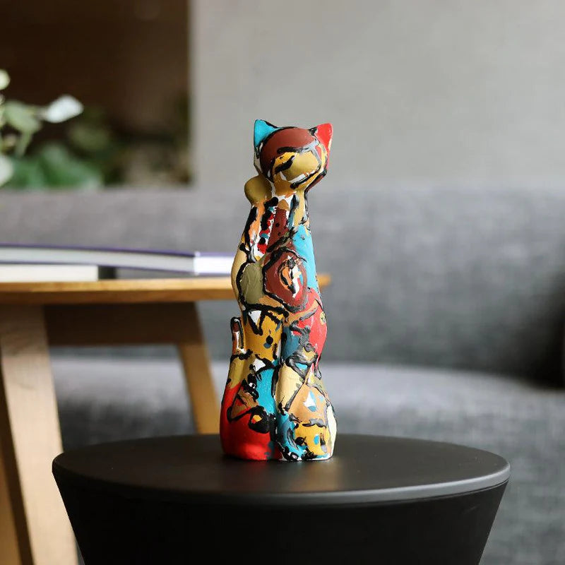Yumino doll beckoning cat, Japanese manekineko sculpture, modern art lucky cat, Saga Japan handmade figurine, clay beckoning cat art, Bond Tominaga collaboration, traditional Japanese lucky charm, housewarming gift Japan, contemporary Japanese folk art, handcrafted Japanese manekineko, colorful manekineko ornament, symbolic Japanese cat figurine