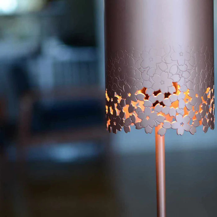 Japanese copper lamp, Owari Butsugu lighting, cherry blossom lamp, Japanese table light, handmade copper lighting, Buddhist altar craft lamp, Wayuan stand light, Japanese cherry blossom decor, copper interior lamp, sakura pattern lamp, traditional Japanese lighting, artisan metalwork lamp, Aichi copper craftsmanship, handmade Japanese lamp, copper home decor Japan
