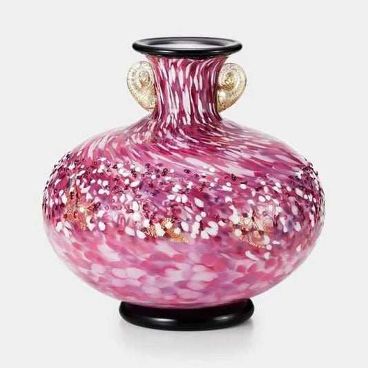 Tsugaru Vidro vase, Japanese cherry blossom vase, Hana Akari glass vase, Hirosaki Castle sakura art, handcrafted Japanese glassware, pink glass decorative vase, Japanese gold leaf vase, Aomori glass art, collectible Japanese vase, handmade glass vase Japan, luxury sakura vase, artisan glass vase with gold, limited edition Japanese vase