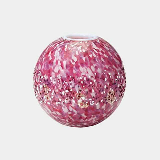 Tsugaru Vidro vase, Japanese glass vase, Hana Akari Maru vase, Hokuyo Glass Aomori, cherry blossom vase Japan, hand-blown glass vase, sakura decorative vase, gold leaf glass vase, Japanese spherical vase, Hirosaki Castle cherry blossom art, limited edition Japanese vase, handmade Japanese glassware, spring season glass art, traditional Japanese glass vase.