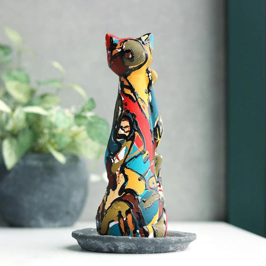Yumino doll beckoning cat, Japanese manekineko sculpture, modern art lucky cat, Saga Japan handmade figurine, clay beckoning cat art, Bond Tominaga collaboration, traditional Japanese lucky charm, housewarming gift Japan, contemporary Japanese folk art, handcrafted Japanese manekineko, colorful manekineko ornament, symbolic Japanese cat figurine