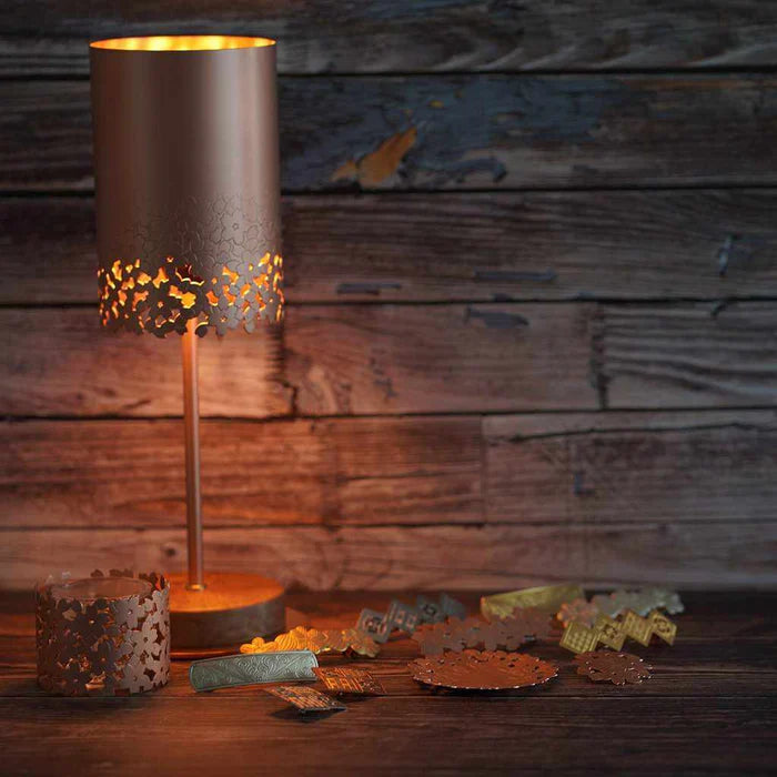Japanese copper lamp, Owari Butsugu lighting, cherry blossom lamp, Japanese table light, handmade copper lighting, Buddhist altar craft lamp, Wayuan stand light, Japanese cherry blossom decor, copper interior lamp, sakura pattern lamp, traditional Japanese lighting, artisan metalwork lamp, Aichi copper craftsmanship, handmade Japanese lamp, copper home decor Japan