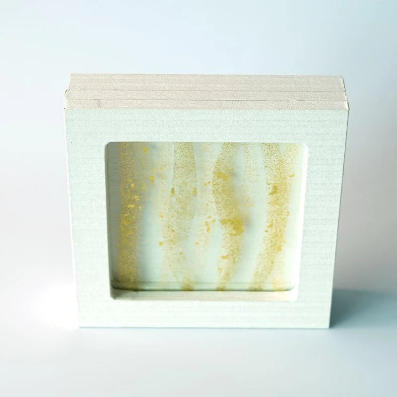 Japanese decorative panel, SUKIMA art panel, gold leaf glass art, silver leaf Japanese paper, Tokyo handmade decor, washi paper home decor, fusuma inspired decoration, modern Japanese interior design, Japanese wedding gift, Japanese housewarming gift, tabletop folding screen, artisan glass and wood panel, gold and silver foil decoration, traditional Japanese craftsmanship, handmade Japanese art display