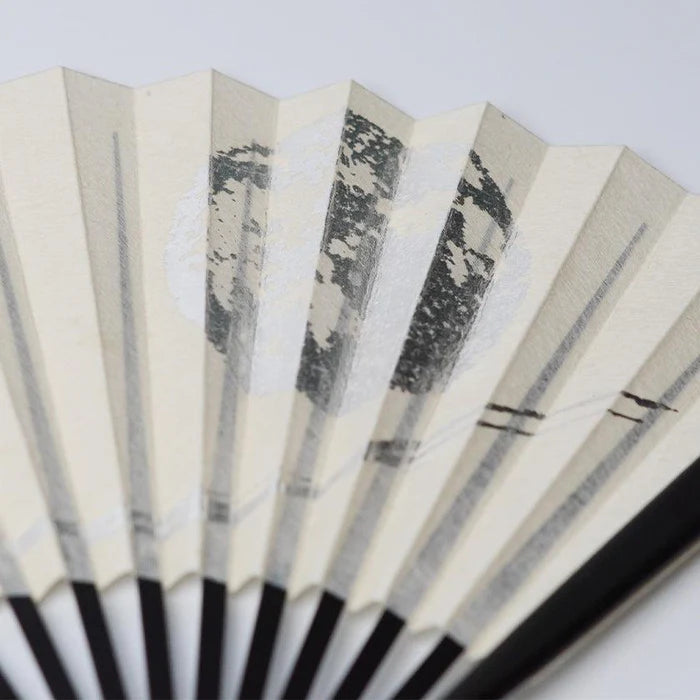 Japanese folding fan, Edo hand fan, karakami fan, washi paper fan, Japanese paper folding fan, gold leaf fan, silver leaf fan, Japanese moon fan, traditional Japanese fan, handmade Japanese fan, KEIBIFUGETSU fan, Unkindo Fukatsu fan, Kyoto folding fan, Japanese cultural gifts, collectible Japanese fan