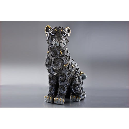 Artisanal Arabesque Ceramic Panter | Hand‑Carved Panther Figurine | Elegant Animal Art Collectible | Statement Ceramic Panther Statue | Luxury home decor accent. Artisan craftsmanship for refined home décor and collectors.