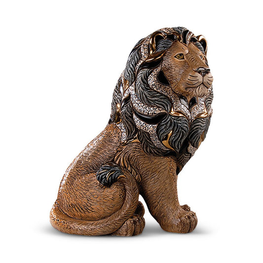 Limited edition hand‑carved ceramic lion sculpture. Artisan piece in warm, earthy tones with certificate. Symbol of strength and elegance. Luxury lion sculpture. Ceramic wildlife art piece. Royal animal décor statue